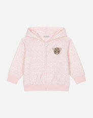 DolceGabbanaSpa Jersey hoodie all-over logo print and patch Pink L1JWHMG7KR1