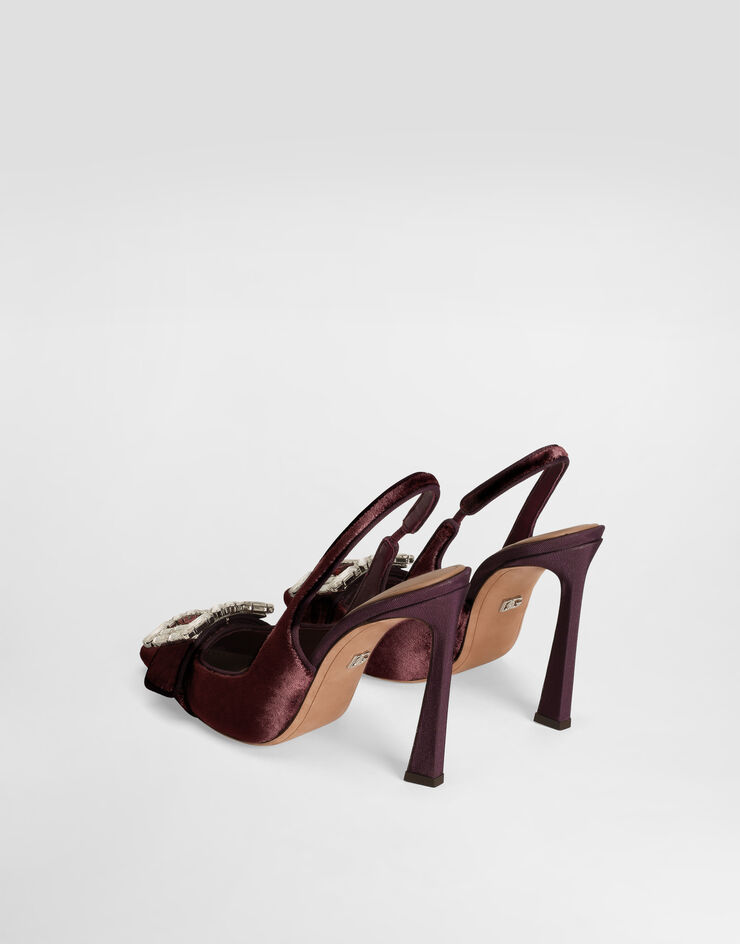 Dolce & Gabbana Zapato destalonado de terciopelo con hebilla joya Burdeos CG0859A9S20