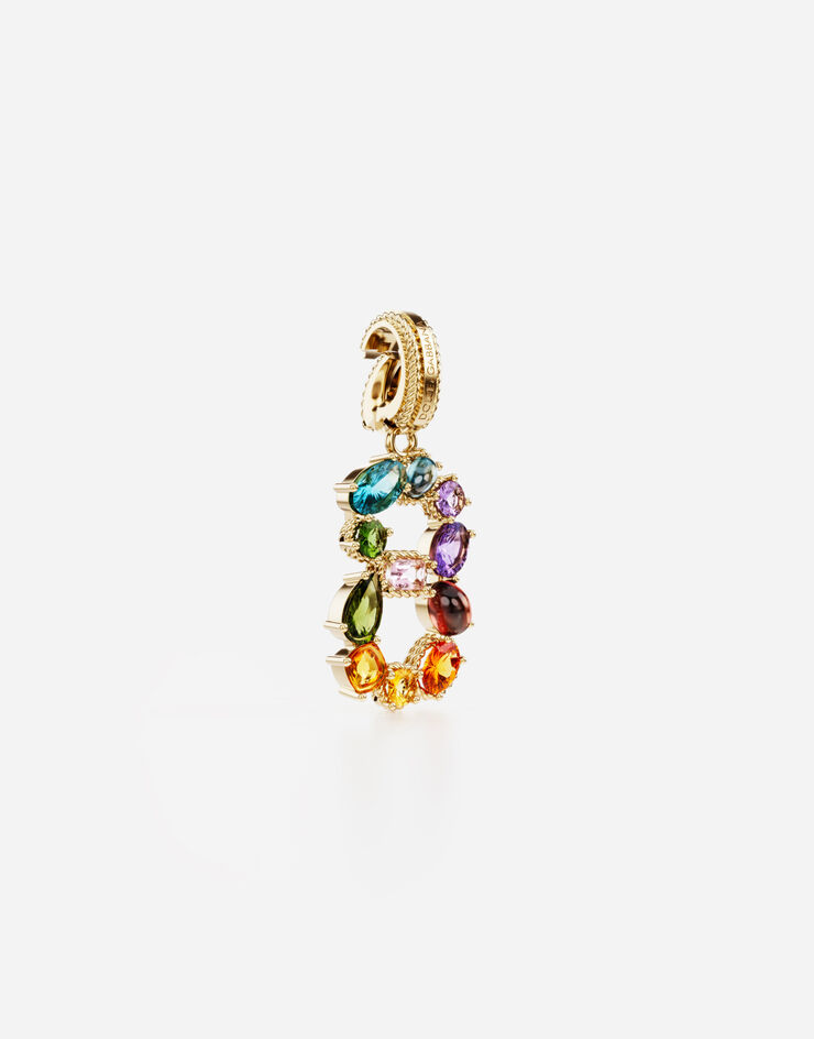 Dolce & Gabbana Anhänger „Rainbow“ aus 18 kt Gelbgold mit mehrfarbigen Edelsteinen, die die Zahl 8 darstellen Gelbgold WAPR1GWMIX8