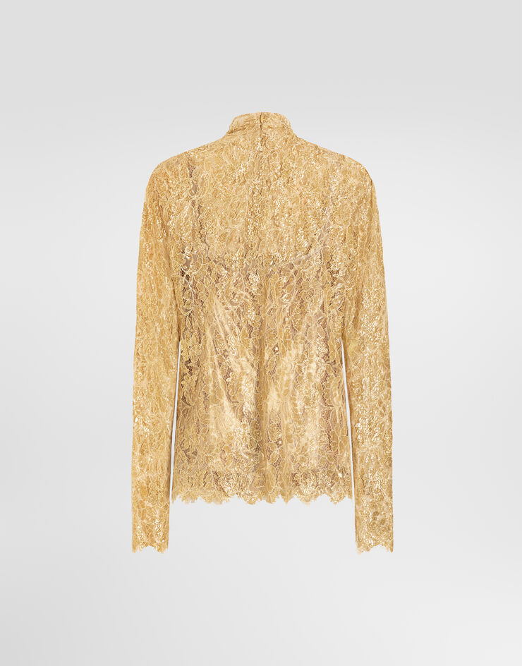 Dolce & Gabbana Lamé lace top Gold F7BV7TILMFJ