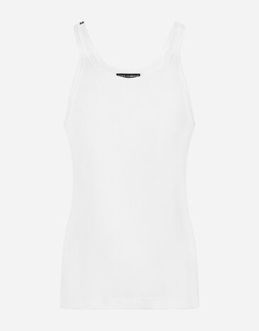 Dolce & Gabbana Camiseta sin mangas de algodón acanalado lavado Azul CS2215AN994
