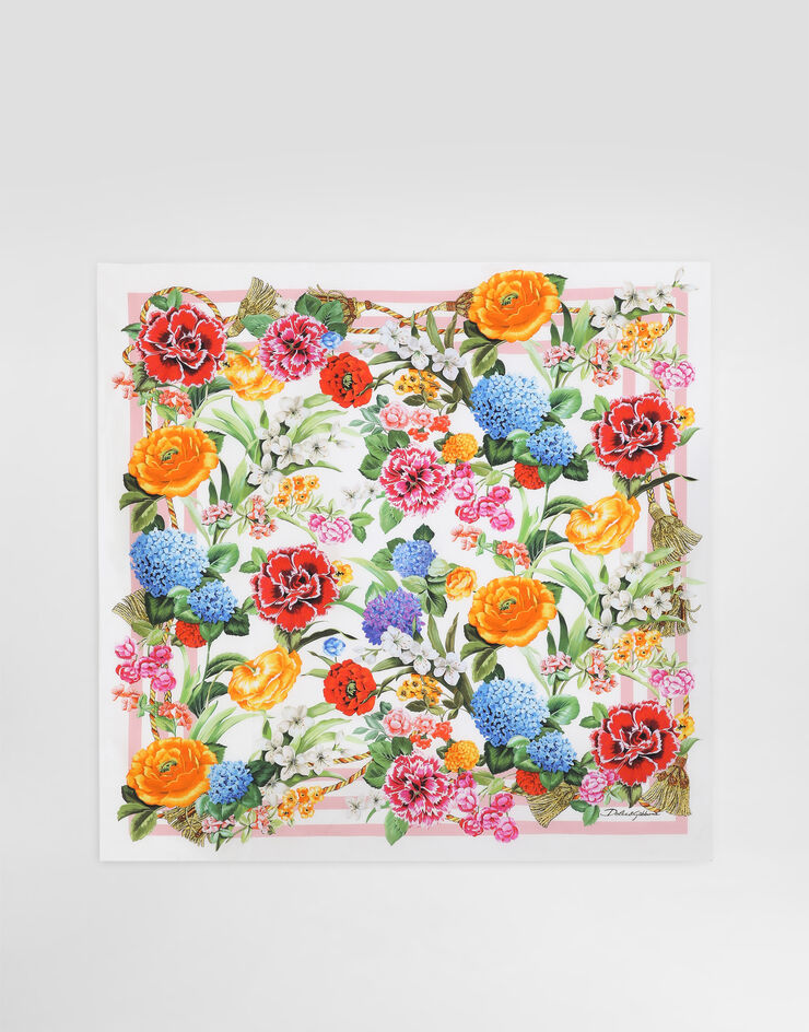 Dolce & Gabbana Tuch aus Seidentwill Blumenprint 70 x 70 Drucken FN092RGDCV8