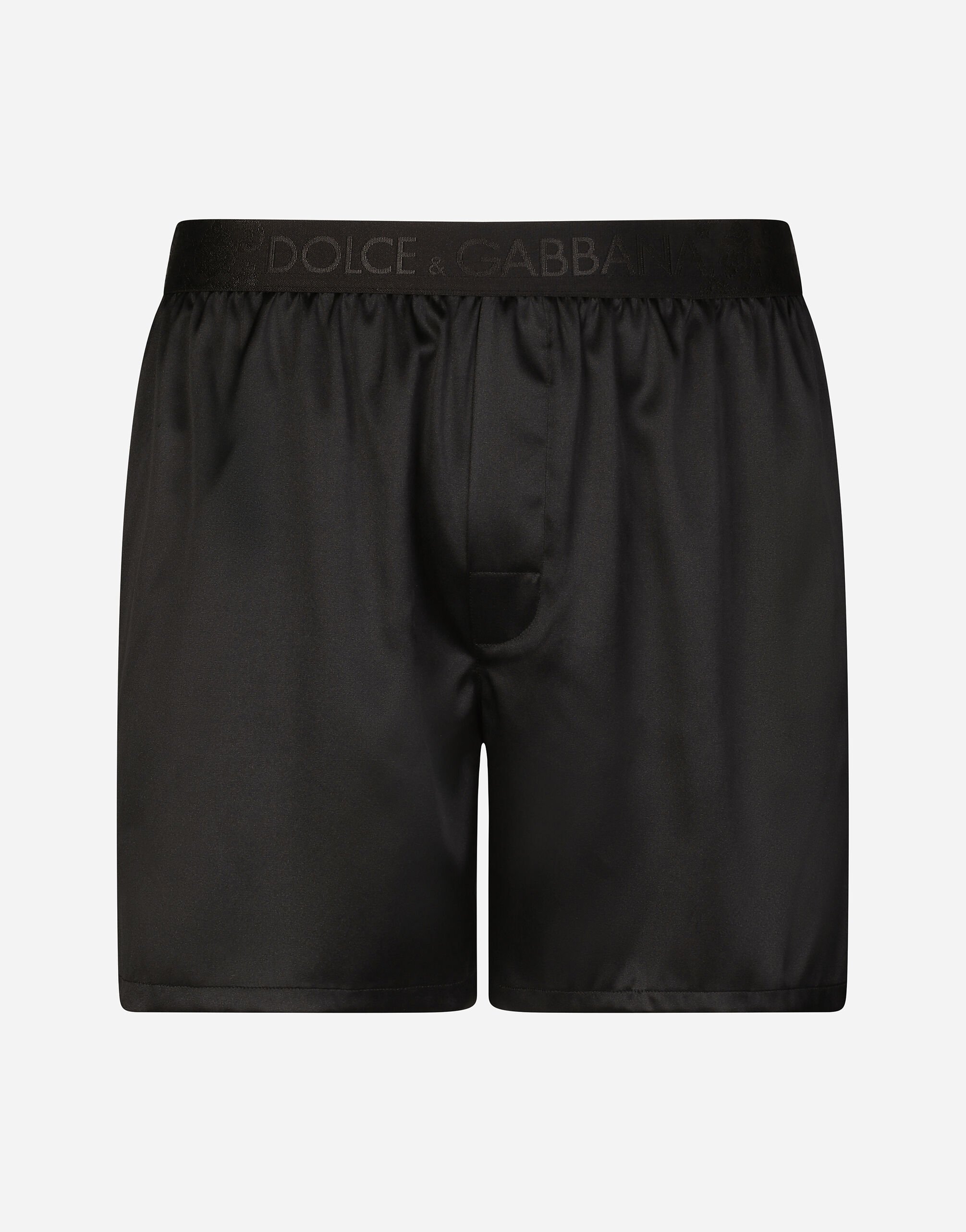 Dolce & Gabbana Silk satin boxer shorts with sleep mask Black M4C25TFU5GK