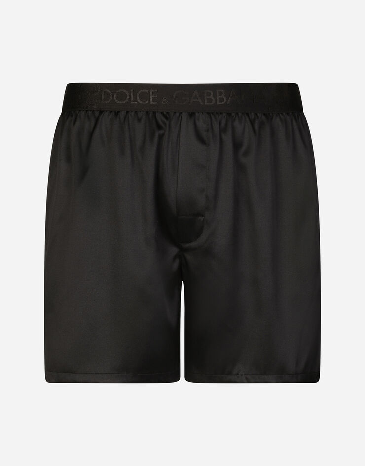 Dolce & Gabbana Shorts de raso de seda con antifaz Negro M1A06TFUAD8