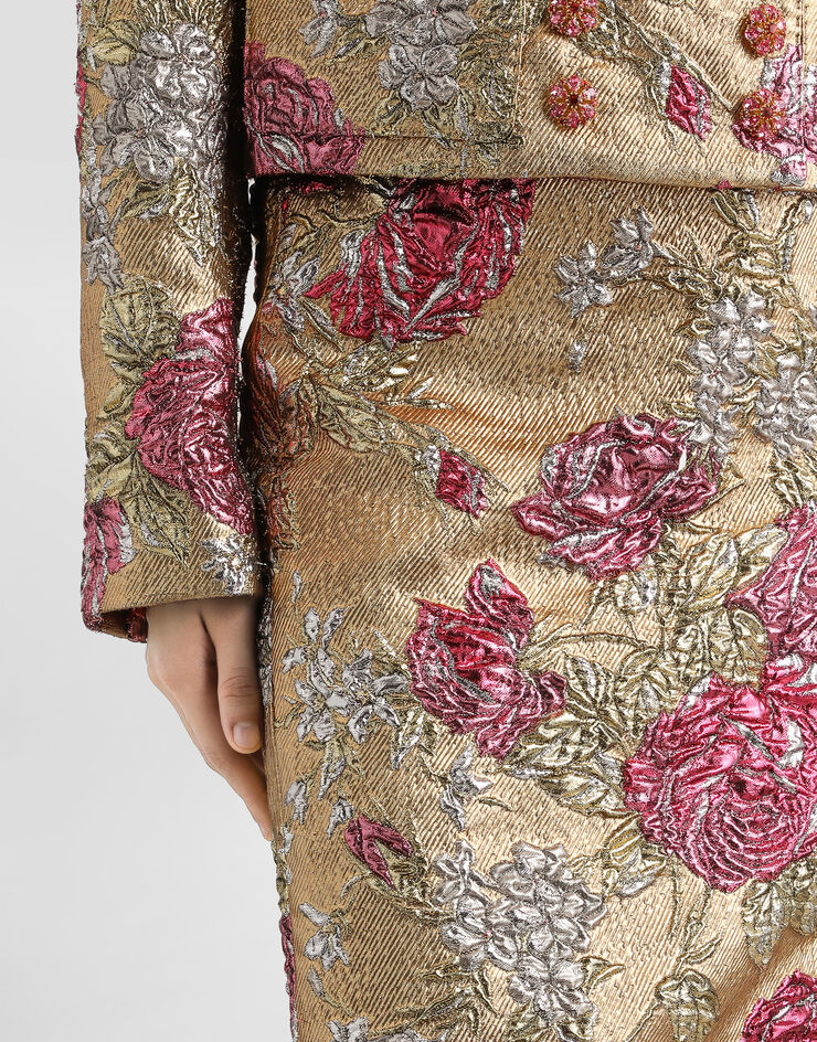 Dolce & Gabbana Floral jacquard fitted skirt Multicolor F4C2CTHJMRJ