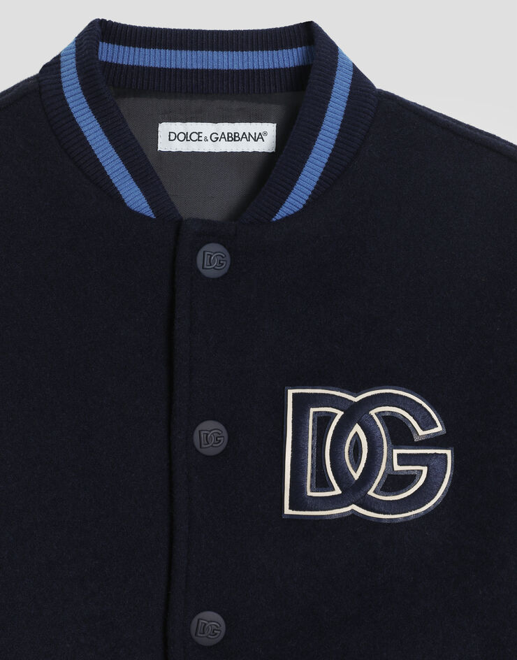 Dolce & Gabbana Cloth bomber jacket with embroidery and patch Multicolor L42B87G7PCY