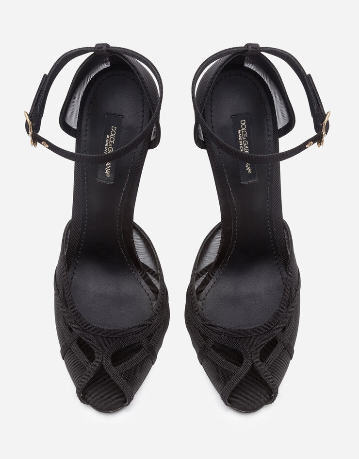 Dolce & Gabbana Ankle strap sandals in mesh and grosgrain BLACK CD1537AX975