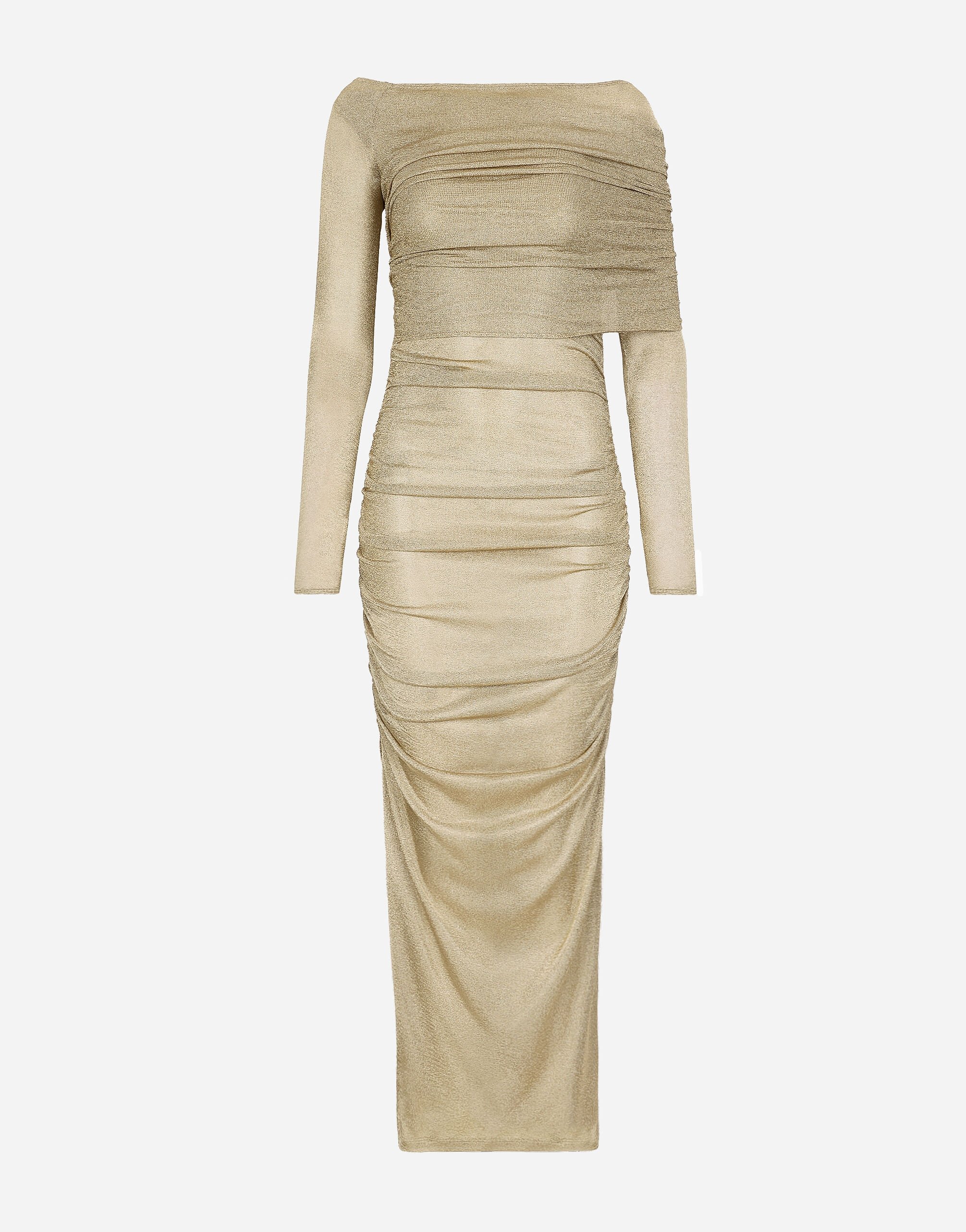 Dolce & Gabbana فستان لوركس شبكي بطول للربلة ذهبي BB7287AY828