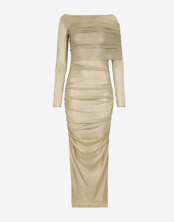 Lurex mesh calf-length dress in Gold for | Dolce&Gabbana® US