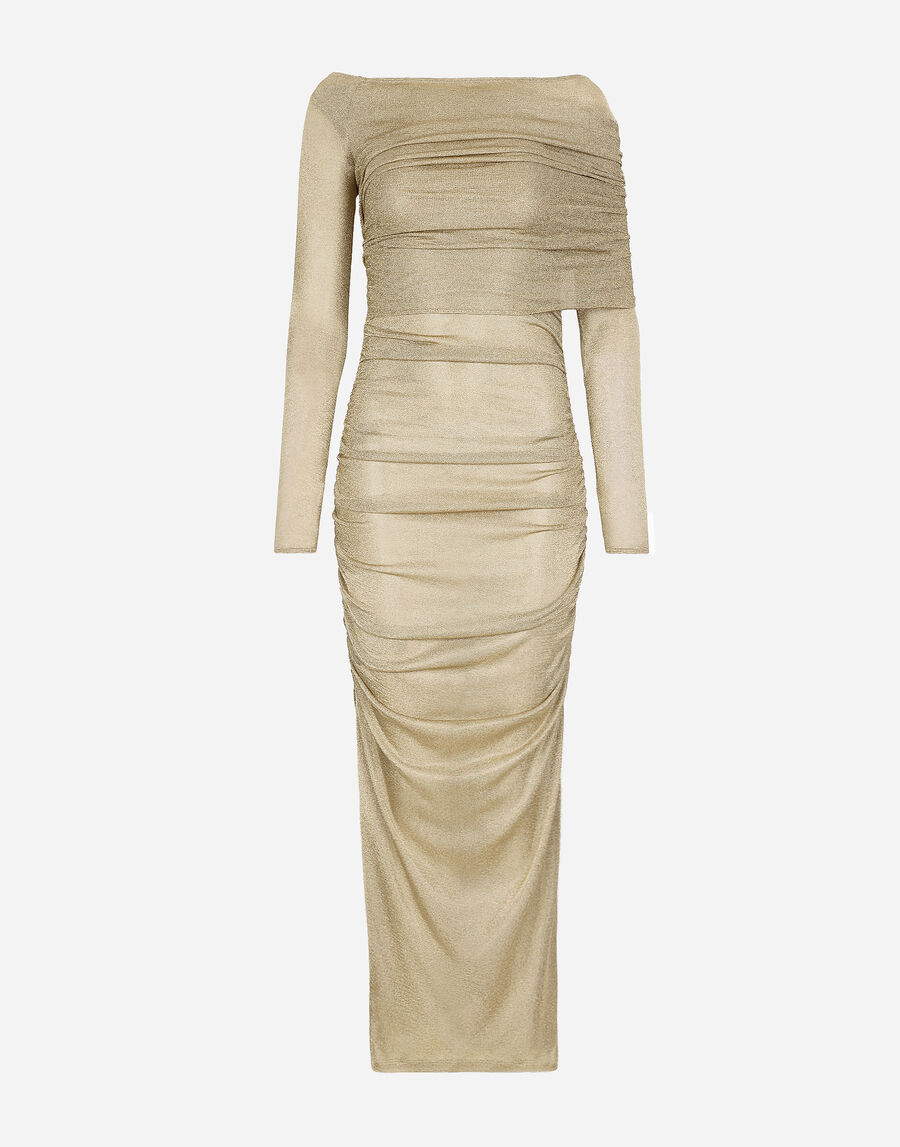 Lurex mesh calf-length dress