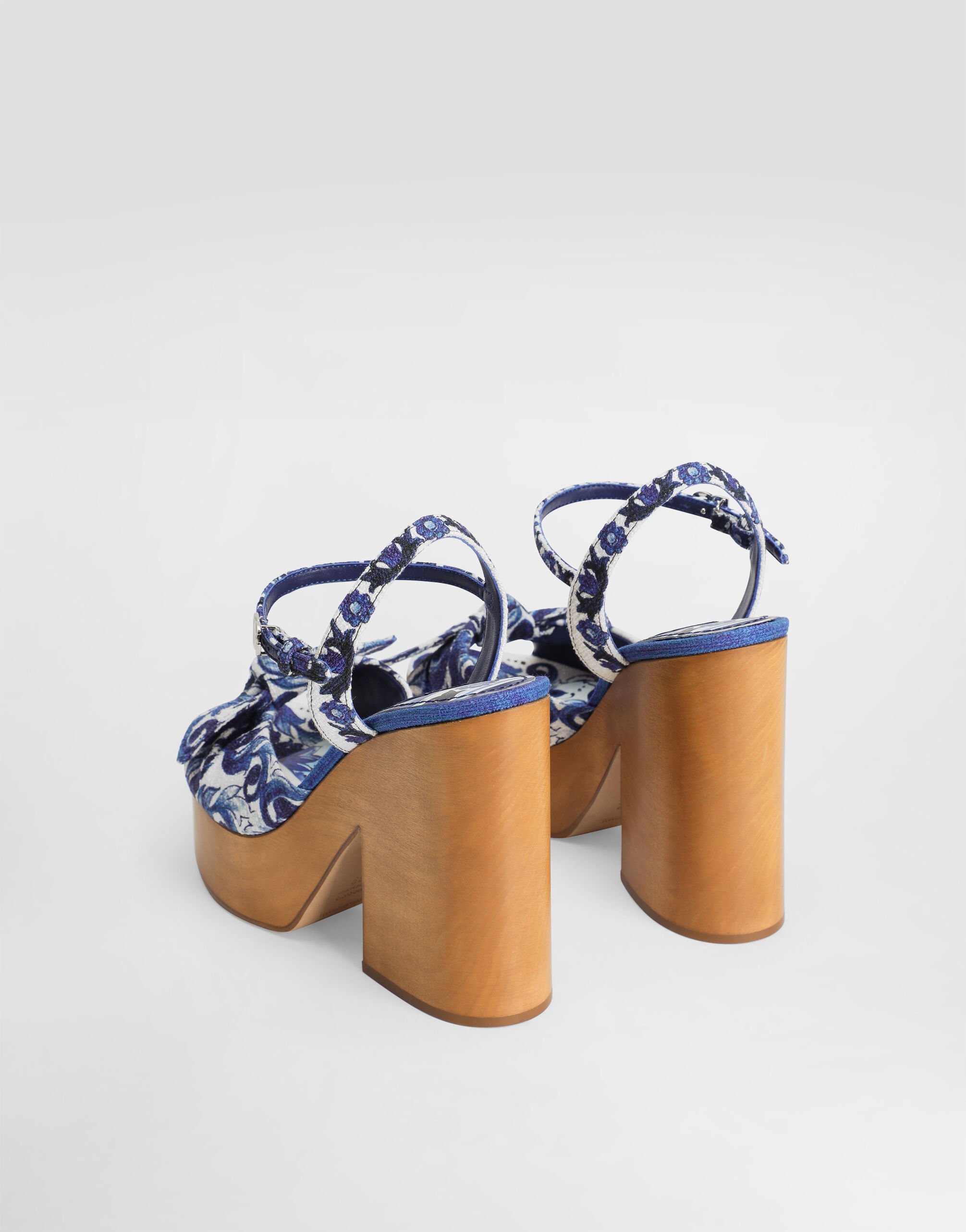 Majolica-print wedge sandal in Multicolor for Women