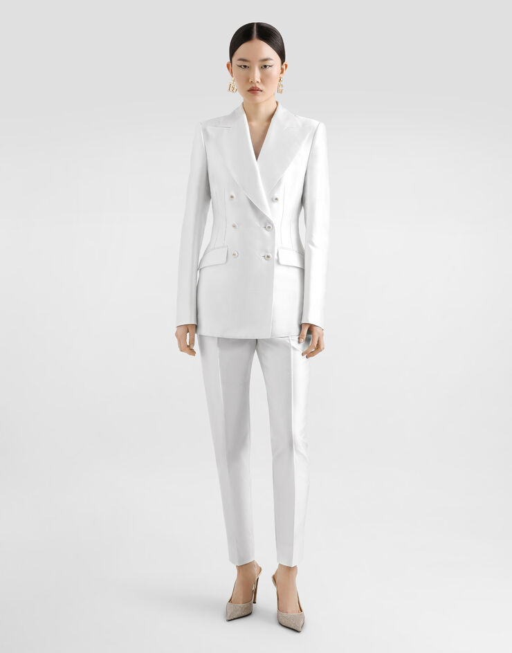 Dolce & Gabbana Giacca doppiopetto in seta Bianco F29QFTFU108