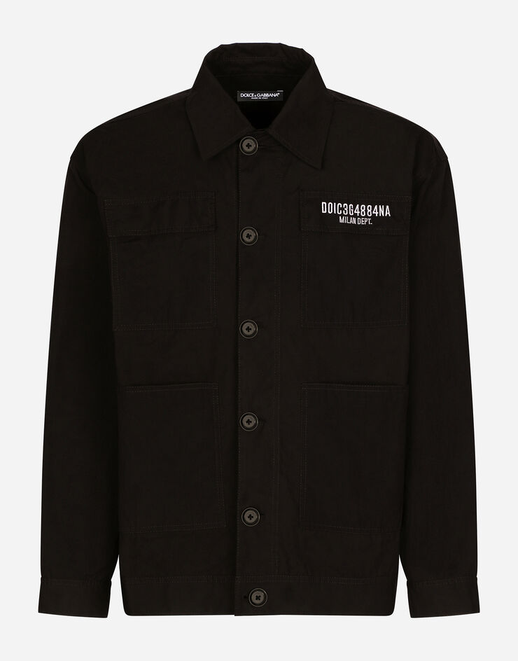 Dolce & Gabbana Cotton faille jacket with DGVIB3 patch and embroidery Black G9ARIZHUMS8