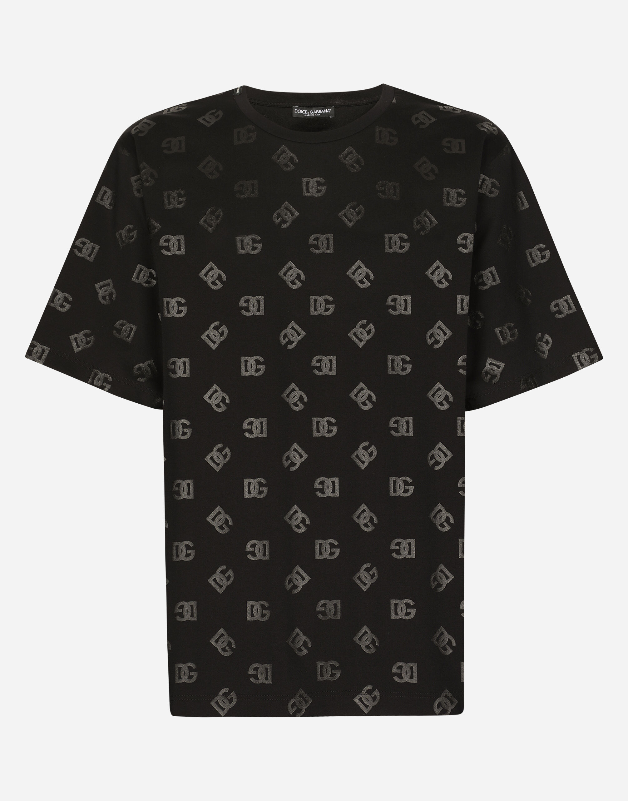 Round neck T shirt with DG Monogram print in Multicolor for Men Dolce Gabbana US