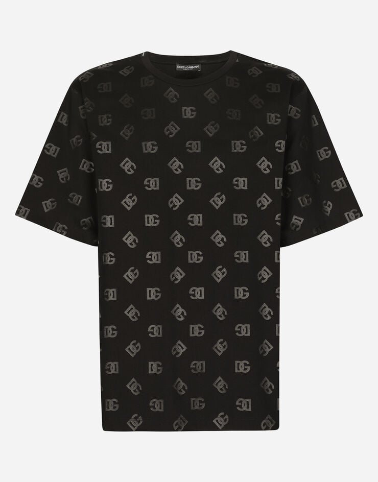Dolce & Gabbana Round-neck T-shirt with DG Monogram print Multicolor G8PO1TFUGK4