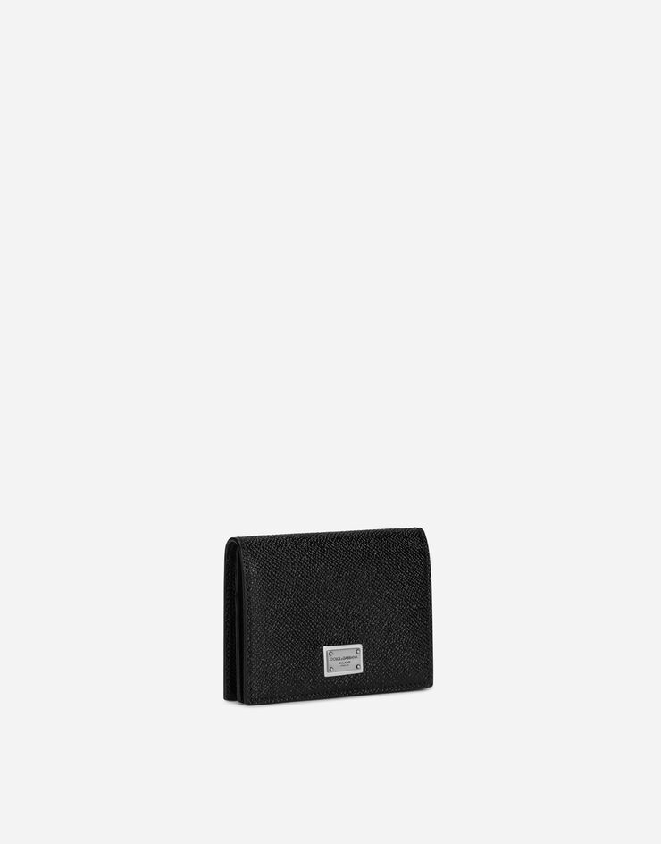 Dolce & Gabbana Calfskin card holder with branded plate Black BP1643AG219