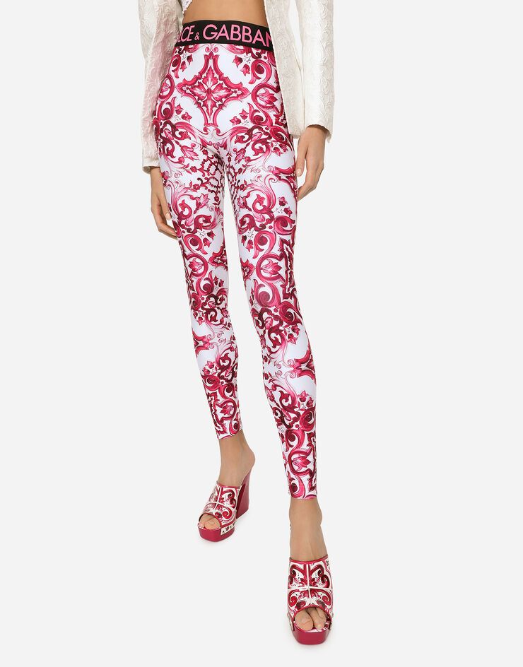 Dolce & Gabbana Leggings in jersey stampa maiolica Multicolore FTCX3TFPGBM