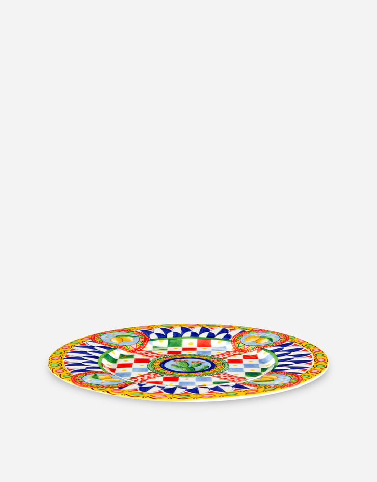 Dolce & Gabbana Set 2 Dinner Plates in Fine Porcelain Multicolor TC0S04TCA07