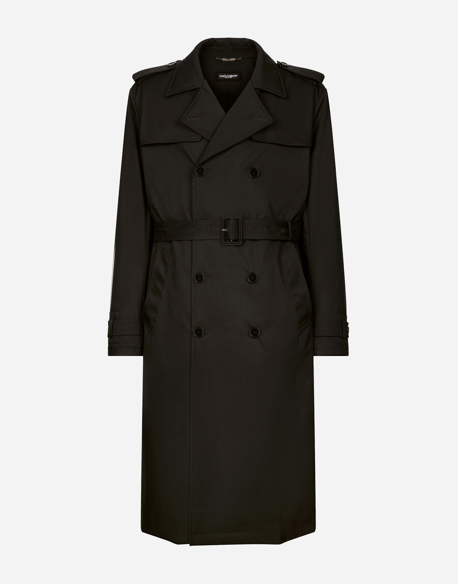 Nylon double-breasted trench coat