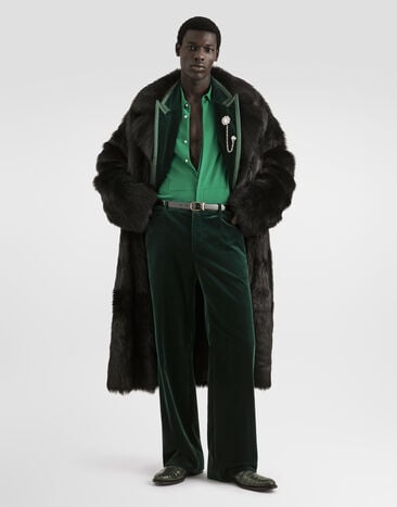 Dolce & Gabbana Single-breasted tuxedo jacket in velvet Green G2WK8TFUVG7