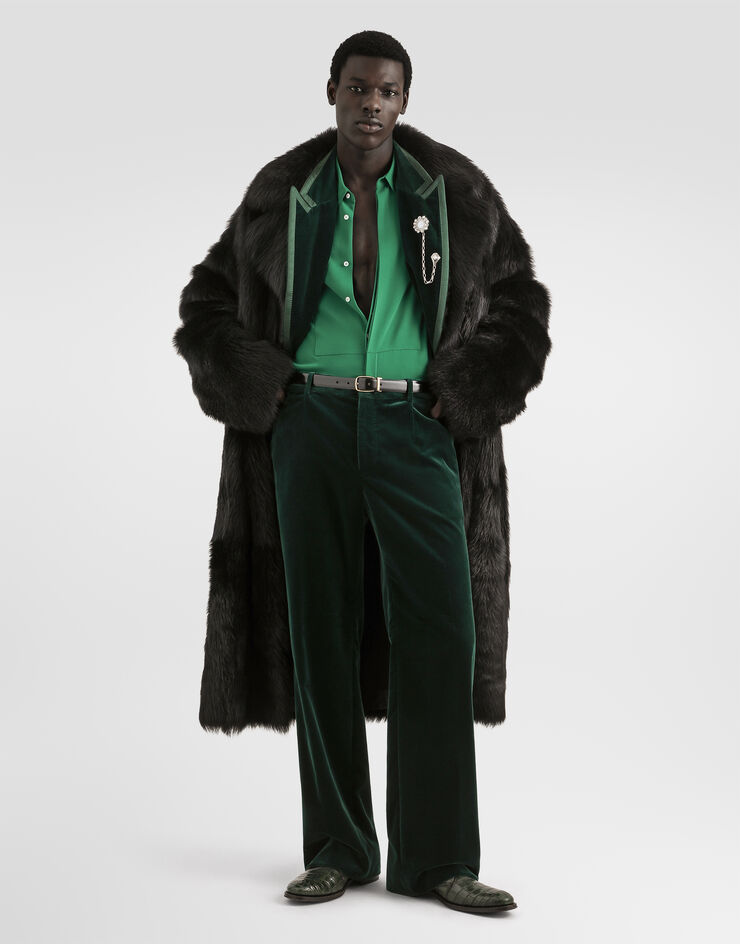 Dolce & Gabbana Single-breasted tuxedo jacket in velvet Dolce & Gabbana Single-breasted tuxedo jacket in velvet Green G2WK8TFUVG7