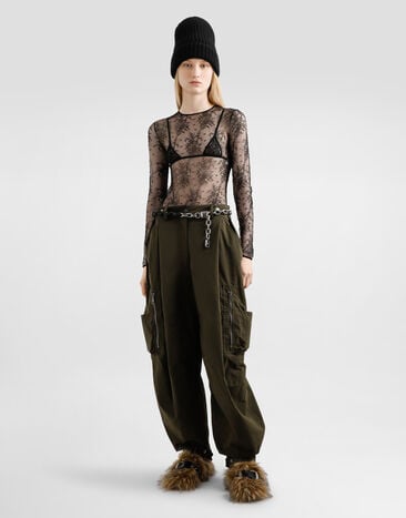 Dolce & Gabbana Waxed faille cargo pants Brown FTDF3THUMS8