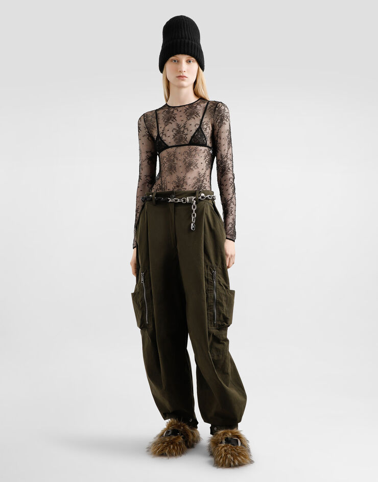 Dolce & Gabbana Waxed faille cargo pants Brown FTDF3THUMS8