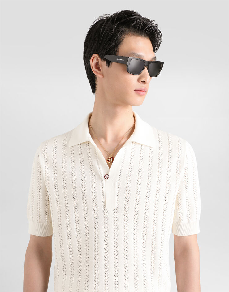 Dolce & Gabbana Polo shirt in perforated cotton Dolce & Gabbana Polo shirt in perforated cotton White GXZBRTJBCJO