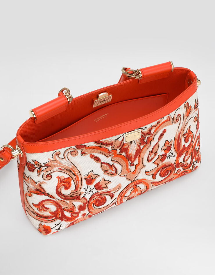 Dolce & Gabbana Borsa a mano Vittoria media con ricamo maiolica Arancione BB7896A0623