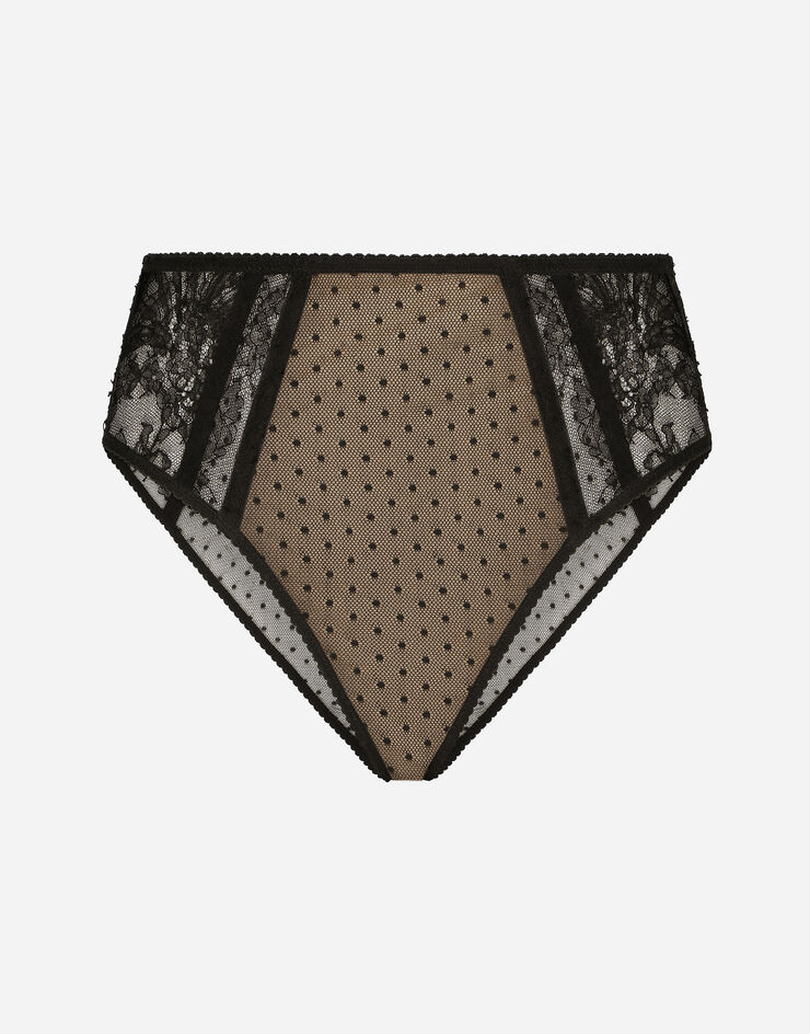 Dolce & Gabbana High-waisted plumetis lace panties Noir O2C71TONL28