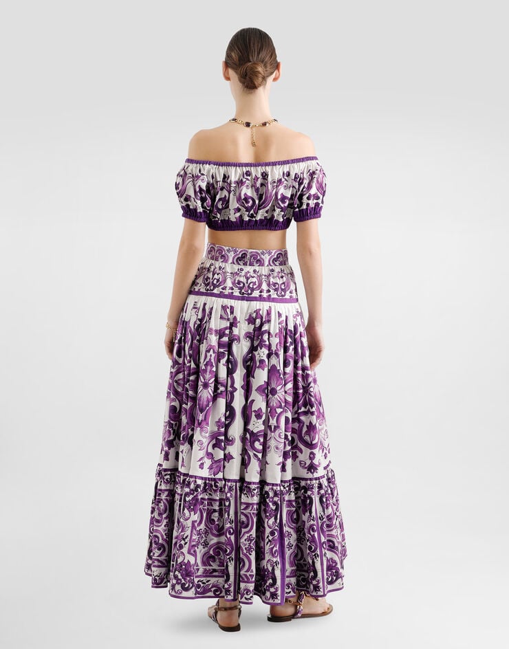 Dolce & Gabbana Majolica-print long skirt Multicolor F4CX0THH5EW