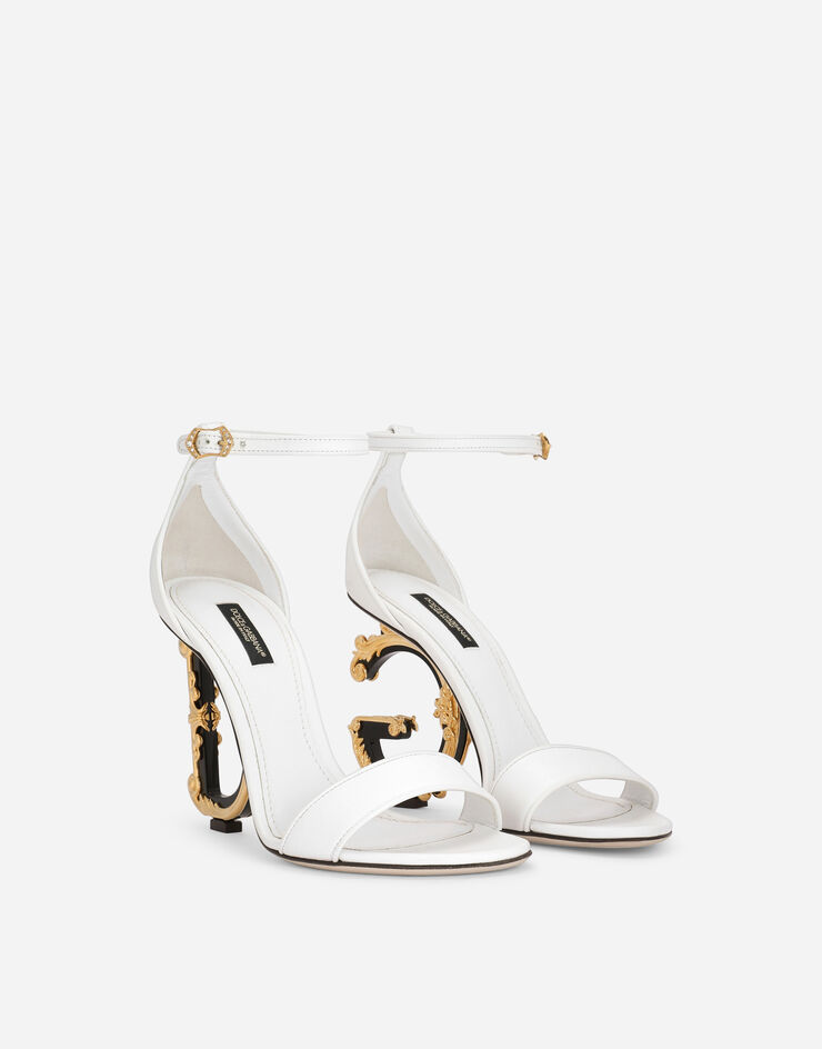 Dolce & Gabbana Nappa leather sandals with baroque DG detail White CR0739AV967