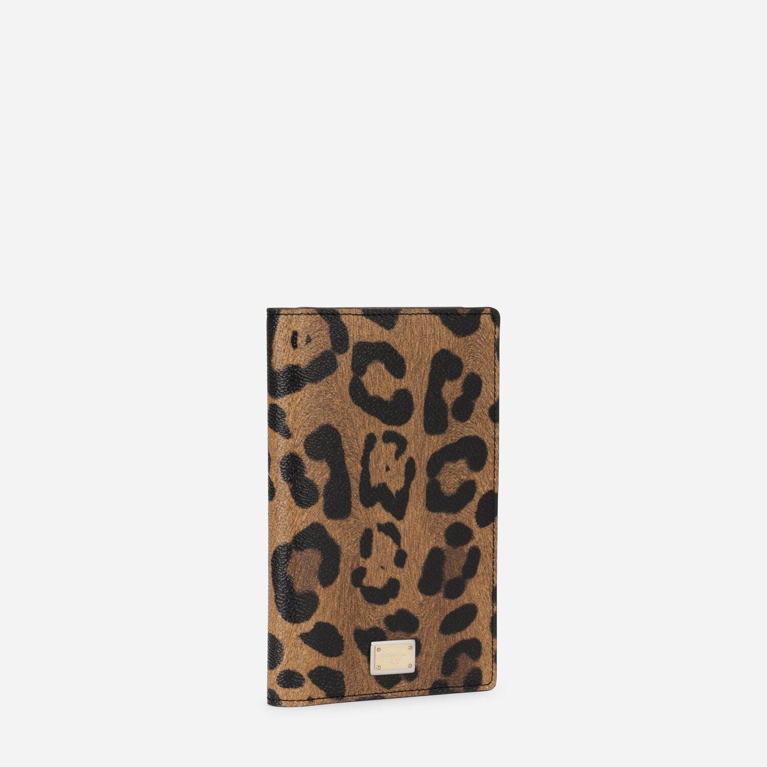 Dolce & Gabbana Leopard-print Crespo passport holder with branded plate female Multicolor