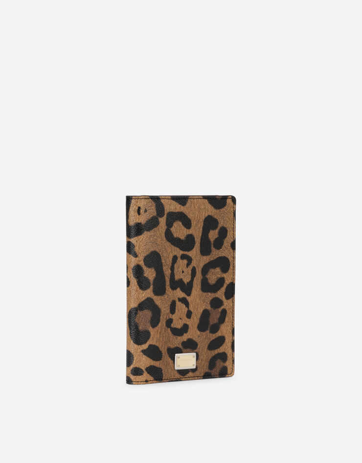Dolce & Gabbana Porte-passeport en crespo à imprimé léopard avec plaquette à logo Multicolore BI1365AW384