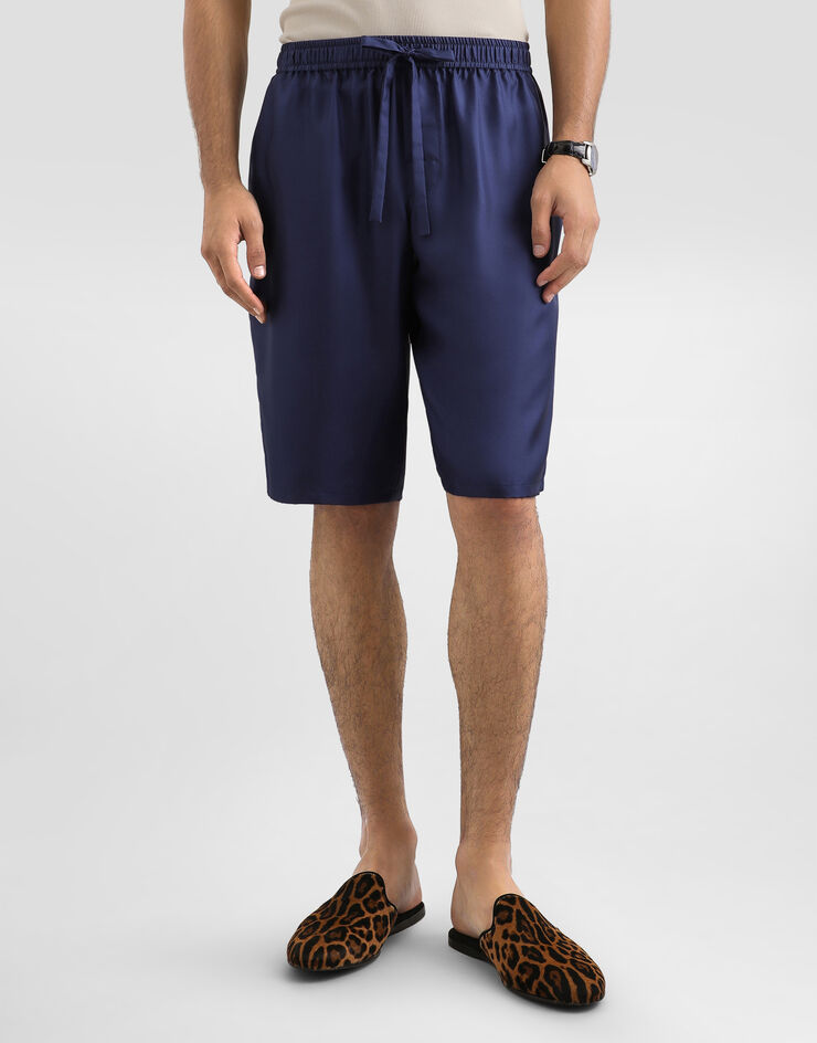 Dolce & Gabbana Vanity silk bermuda shorts with embroidery Blue GV5MAZGK254