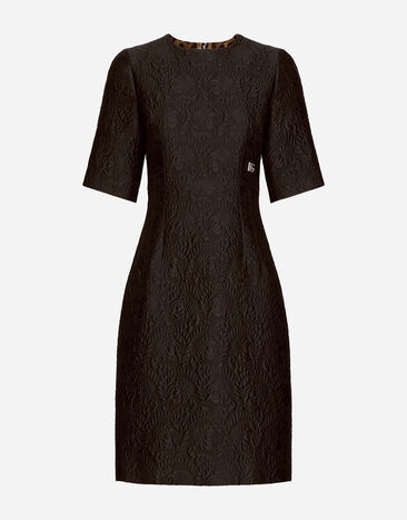 Dolce & Gabbana Fit-and-flare midi dress in floral jacquard Black F0D1CTFUBFX
