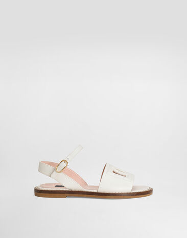 Dolce & Gabbana Calfskin sandals with cut-out DG logo White D11308A1223
