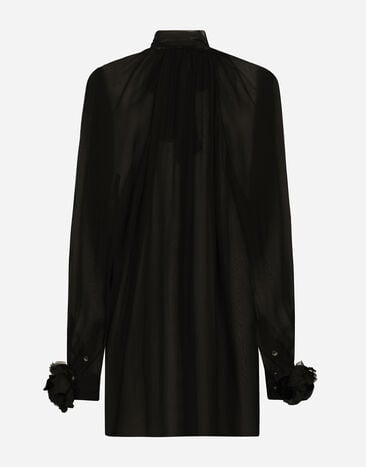 Dolce & Gabbana Chiffon pussy-bow shirt Black F5S25TFU1AT