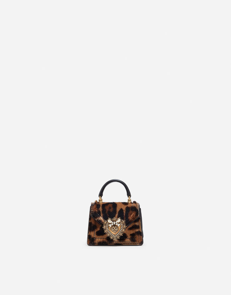 Dolce & Gabbana Devotion micro bag in leopard-print pony hair 动物印花 BI1400AX663