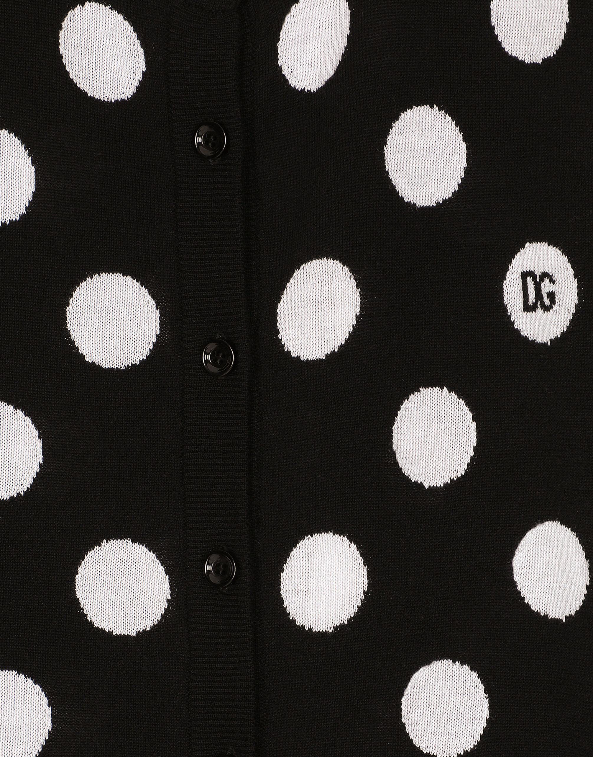 Wool and silk cardigan with polka dot inlay in Print for Women Dolce Gabbana US