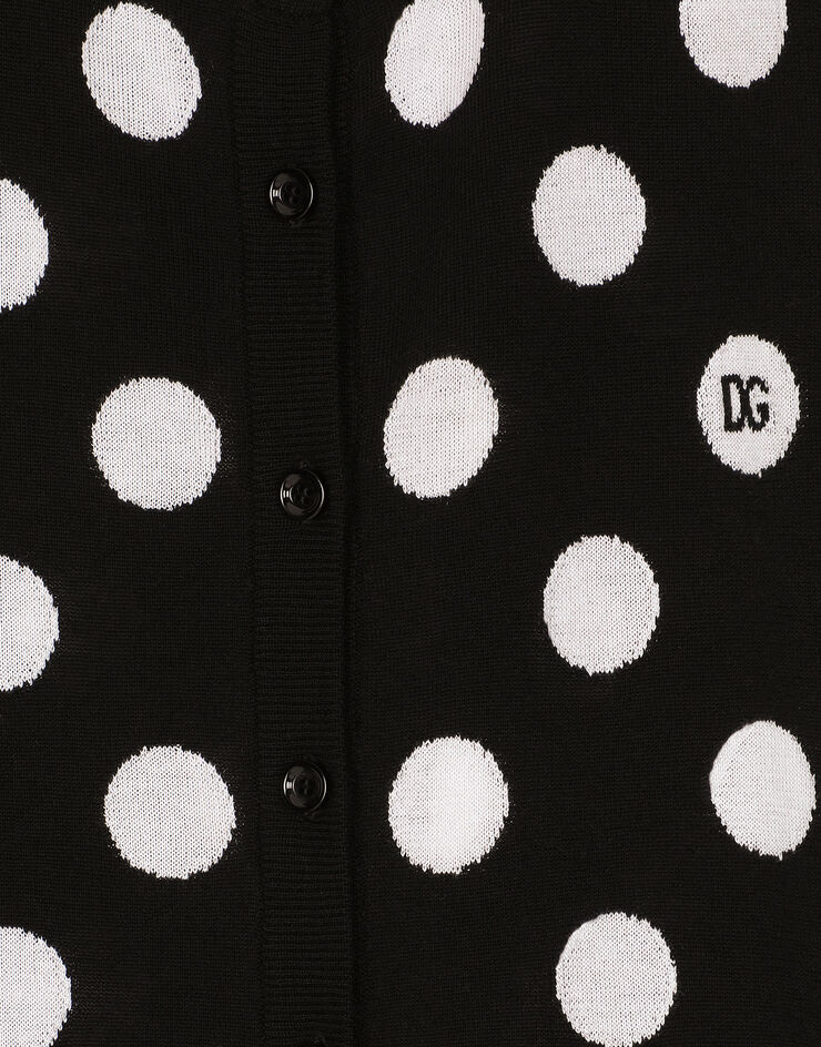 Dolce & Gabbana Intarsien-Cardigan gepunktet aus Wolle und Seide Drucken FXV28TJCVYK