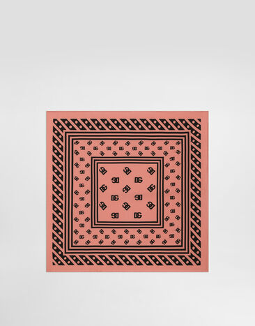 Dolce & Gabbana Silk twill foulard with all-over DG logo print (50X50) Pink F6GAUTFU2L8