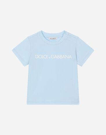 Dolce & Gabbana Camiseta de punto con estampado del logotipo Beige L1JO7DG7L5G