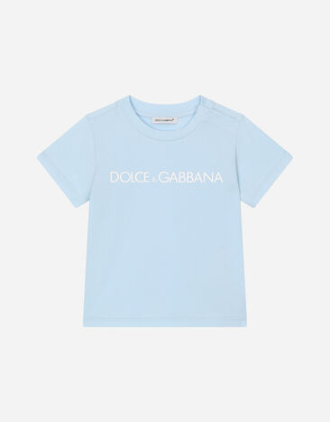 DolceGabbanaSpa Jersey T-shirt with logo print Azure L1JB6DISMFZ