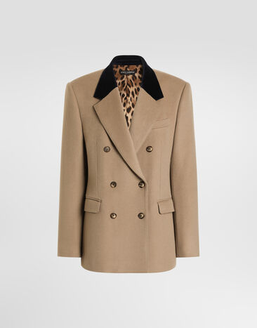 Dolce & Gabbana Double-breasted cashmere jacket Beige F2JAETFU2D1