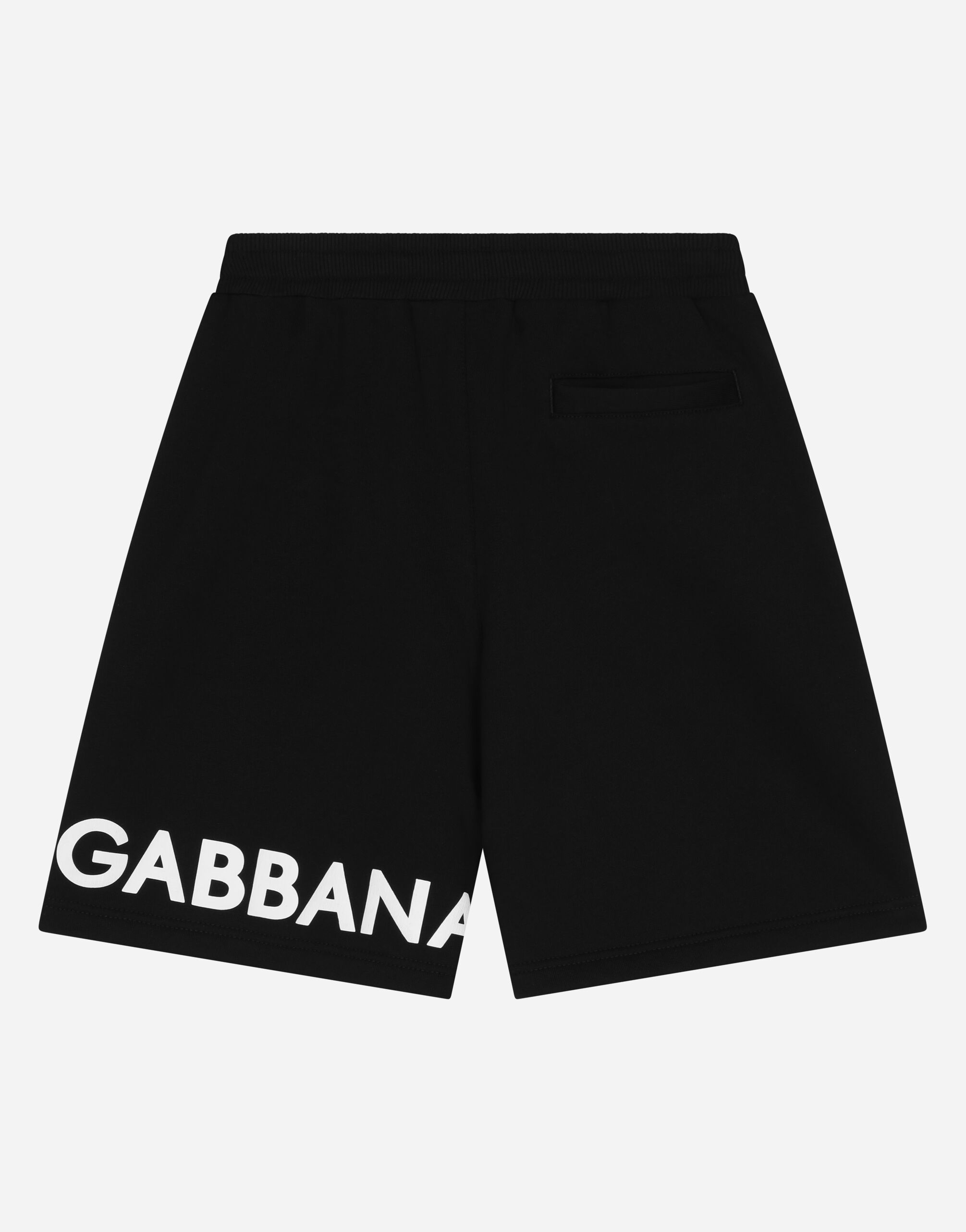 Cotton jogging shorts with logo print in Black for Boys Dolce Gabbana
