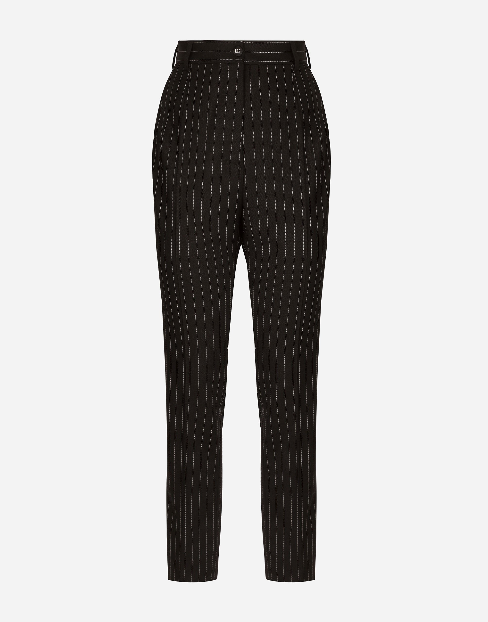 Dolce & Gabbana High-waisted pinstripe twill pants Black FTBMPTFU21E