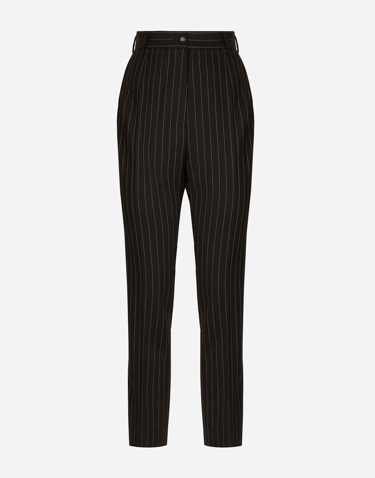 Dolce & Gabbana Nadelstreifenhose mit hohem Bund aus Twill Mehrfarbig FTAM2TFRBC0