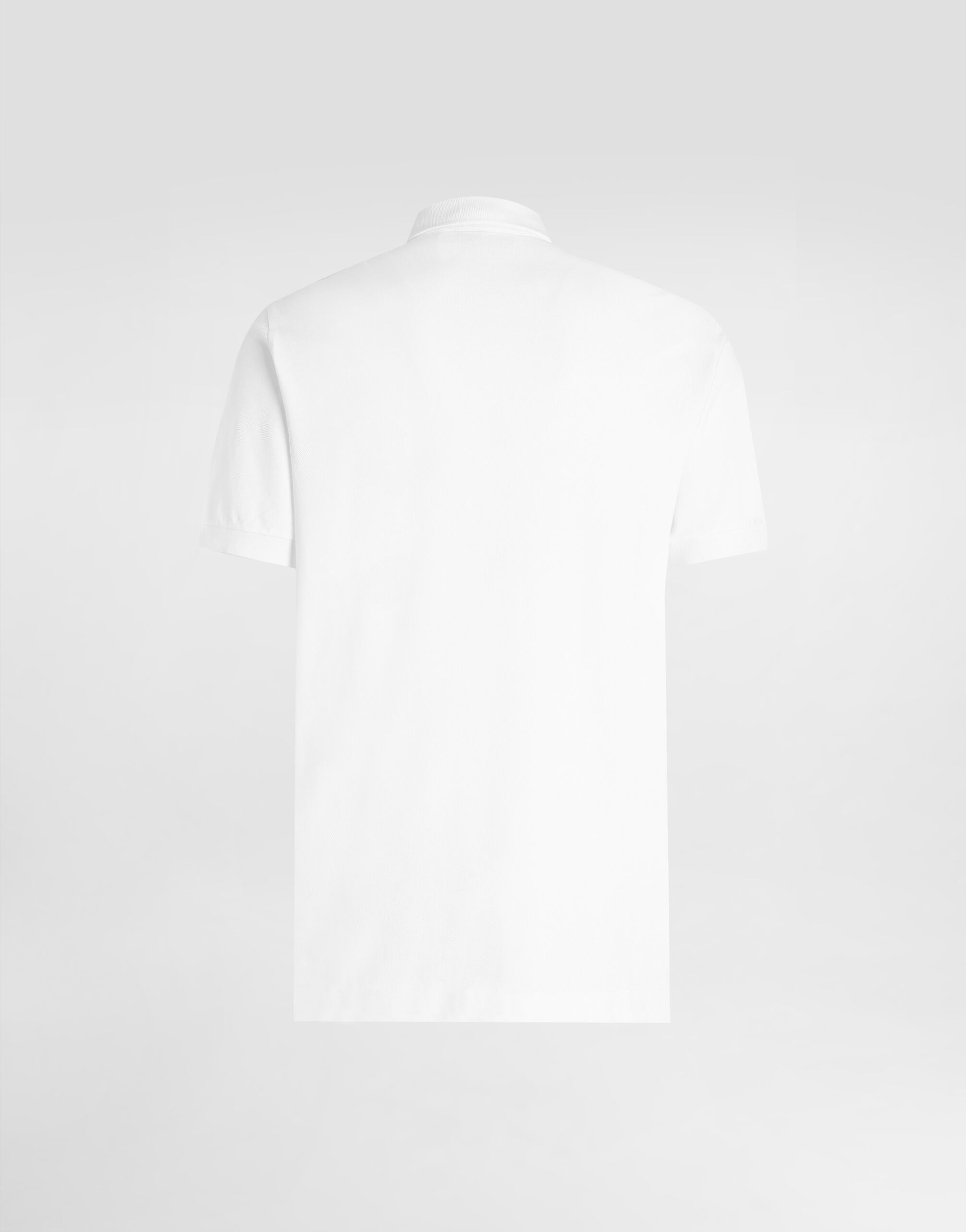 希少✨DOLCE & GABBANA ホワイトバード ピケ ポロTシャツ 50 DOLCE&GABBANA (ドルチェ&ガッバーナ) ロゴプレート Vネック 半袖 T