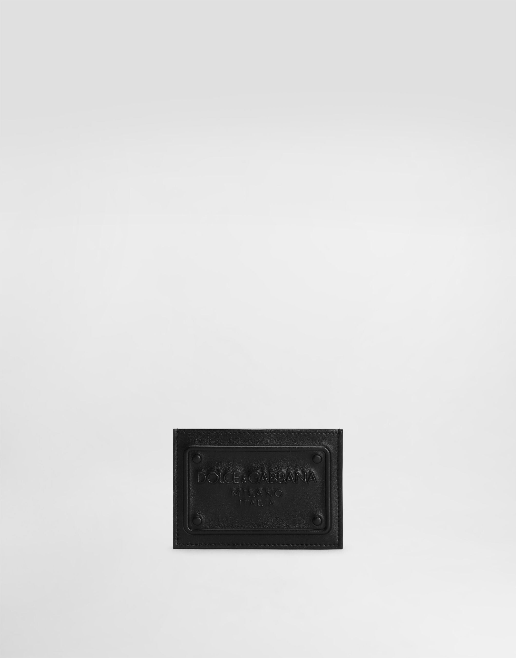 Dolce & Gabbana Calfskin card holder with raised logo Black BP0330AW576